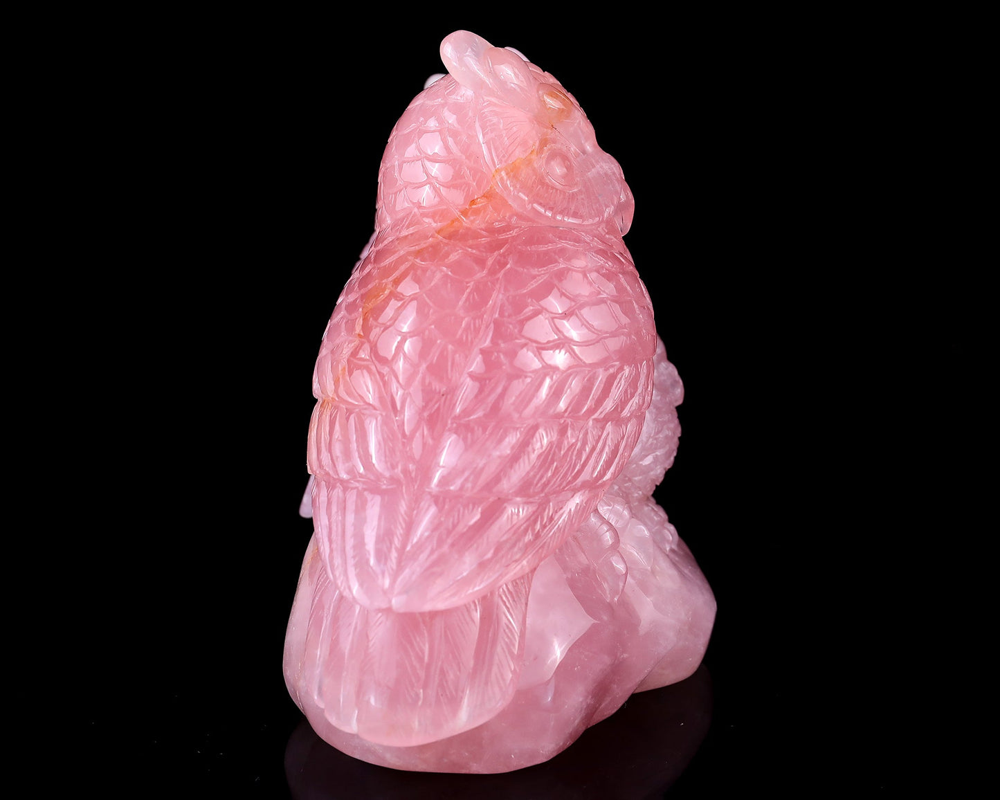 Nicedony 5.9" Rose Quartz Hand Carved Crystal Owls Sculpture - View 3
