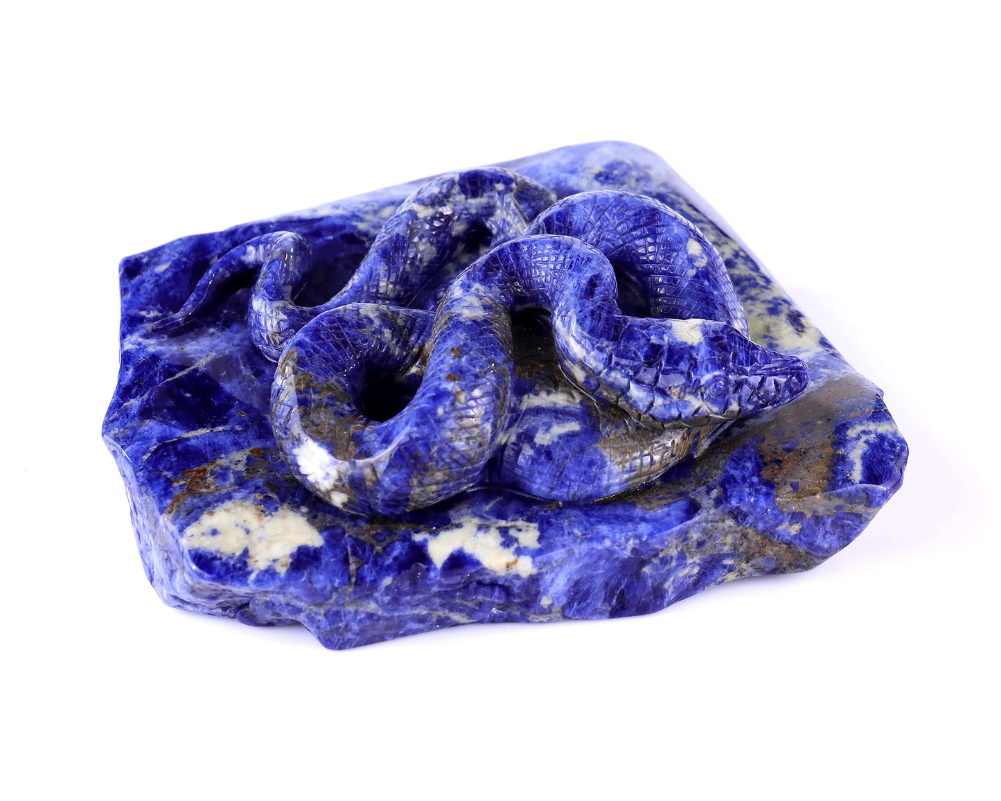 Nicedony 5.9" Sodalite Hand Carved Crystal Snake Sculpture