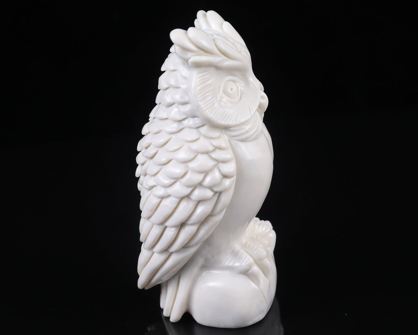 Nicedony 5.9" White Jade  Hand Carved Crystal Owl Sculpture - View 4