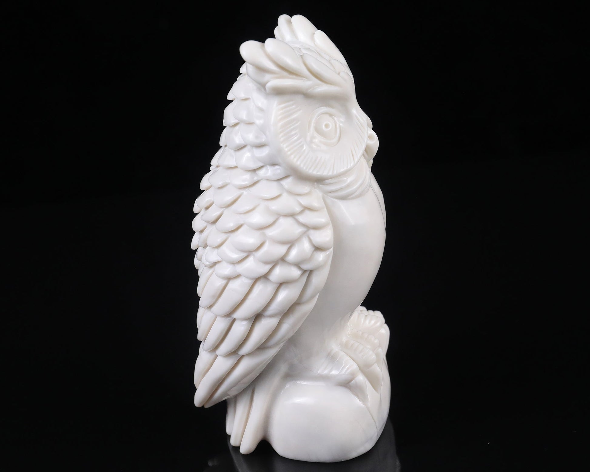 Nicedony 5.9" White Jade  Hand Carved Crystal Owl Sculpture - View 4