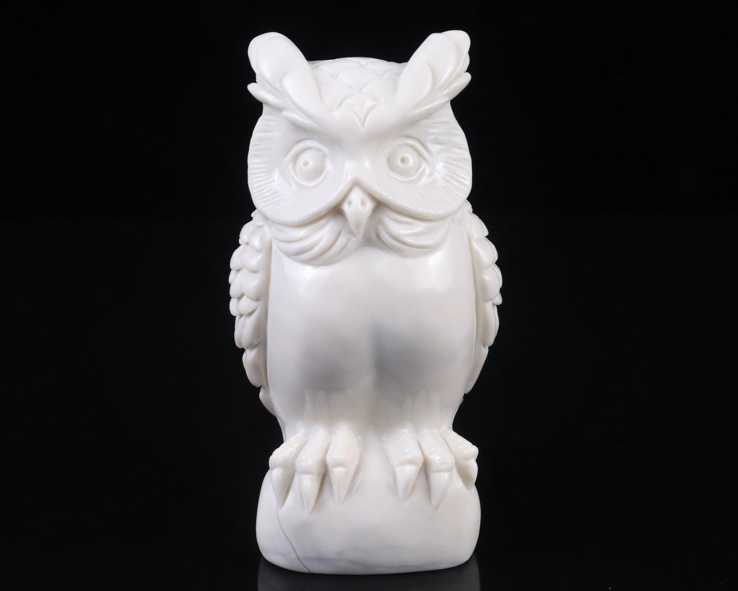 Nicedony 5.9" White Jade  Hand Carved Crystal Owl Sculpture - View 5