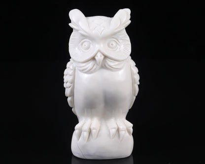 Nicedony 5.9" White Jade  Hand Carved Crystal Owl Sculpture - View 5