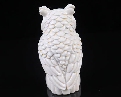 Nicedony 5.9" White Jade  Hand Carved Crystal Owl Sculpture - View 2