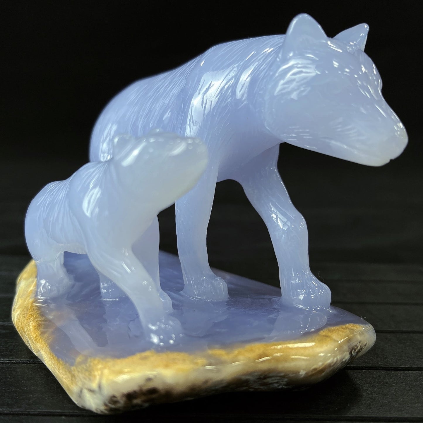 Nicedony 5'' Blue Chalcedony Hand Carved Wolves Decor Animal - View 5