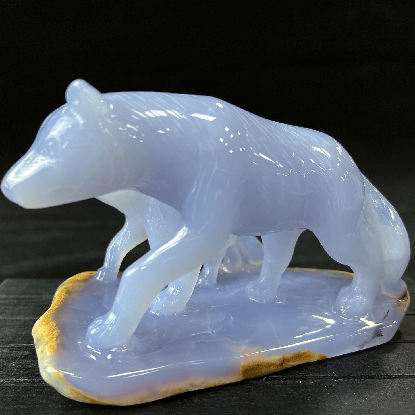 Nicedony 5'' Blue Chalcedony Hand Carved Wolves Decor Animal - View 3