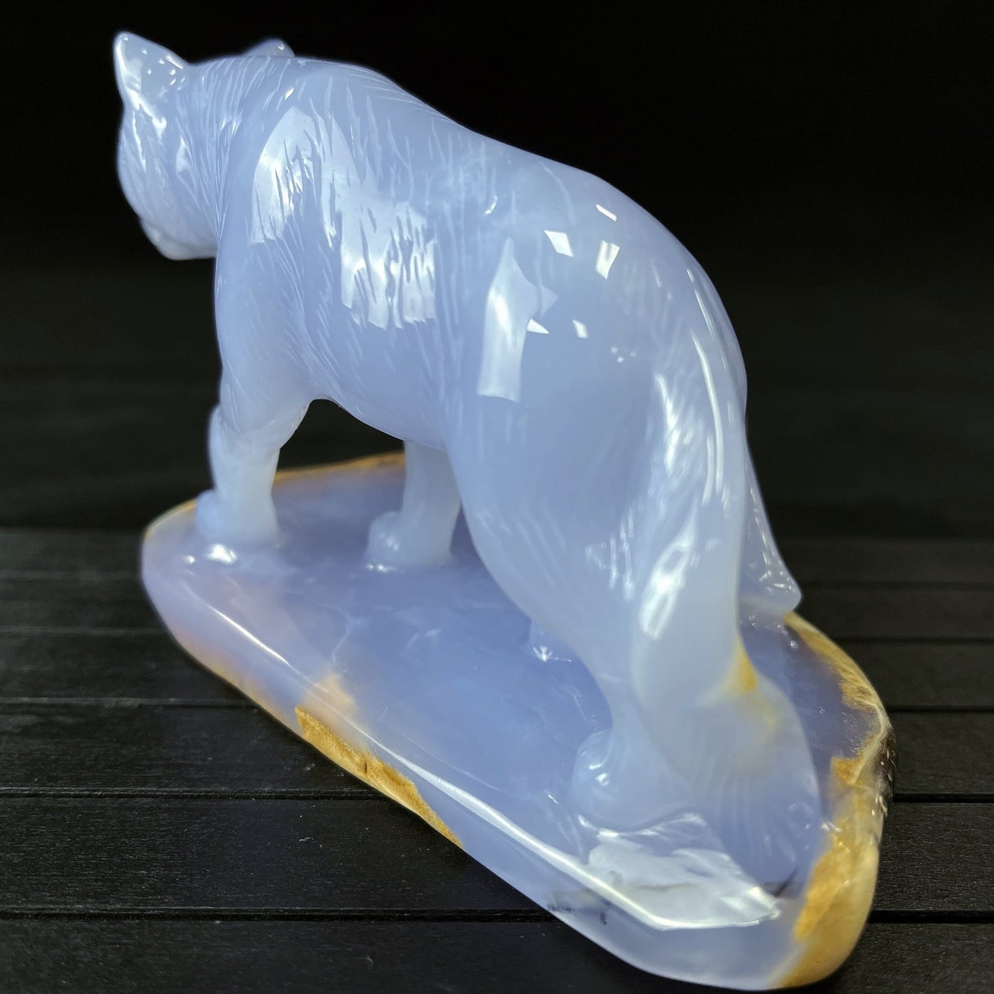 Nicedony 5'' Blue Chalcedony Hand Carved Wolves Decor Animal - View 6