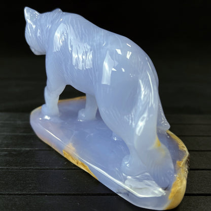 Nicedony 5'' Blue Chalcedony Hand Carved Wolves Decor Animal - View 6