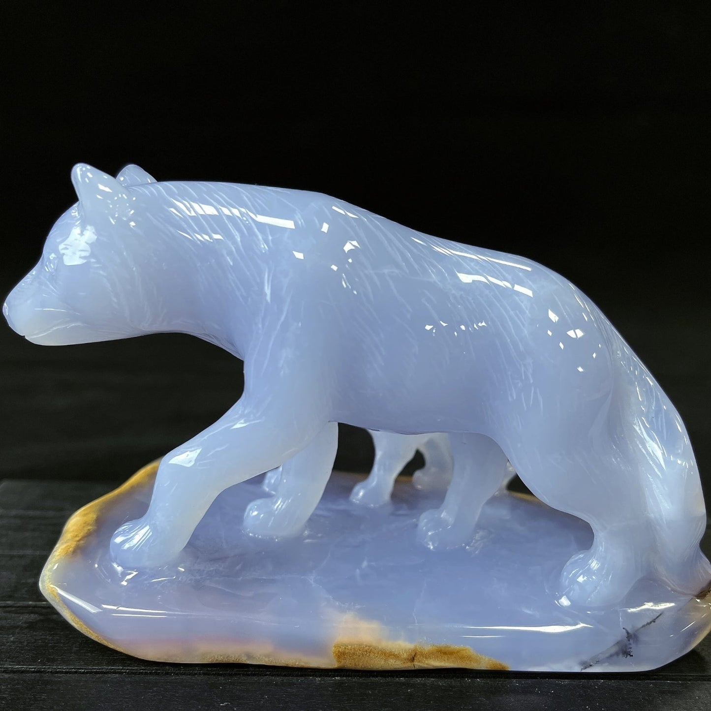Nicedony 5'' Blue Chalcedony Hand Carved Wolves Decor Animal - View 8