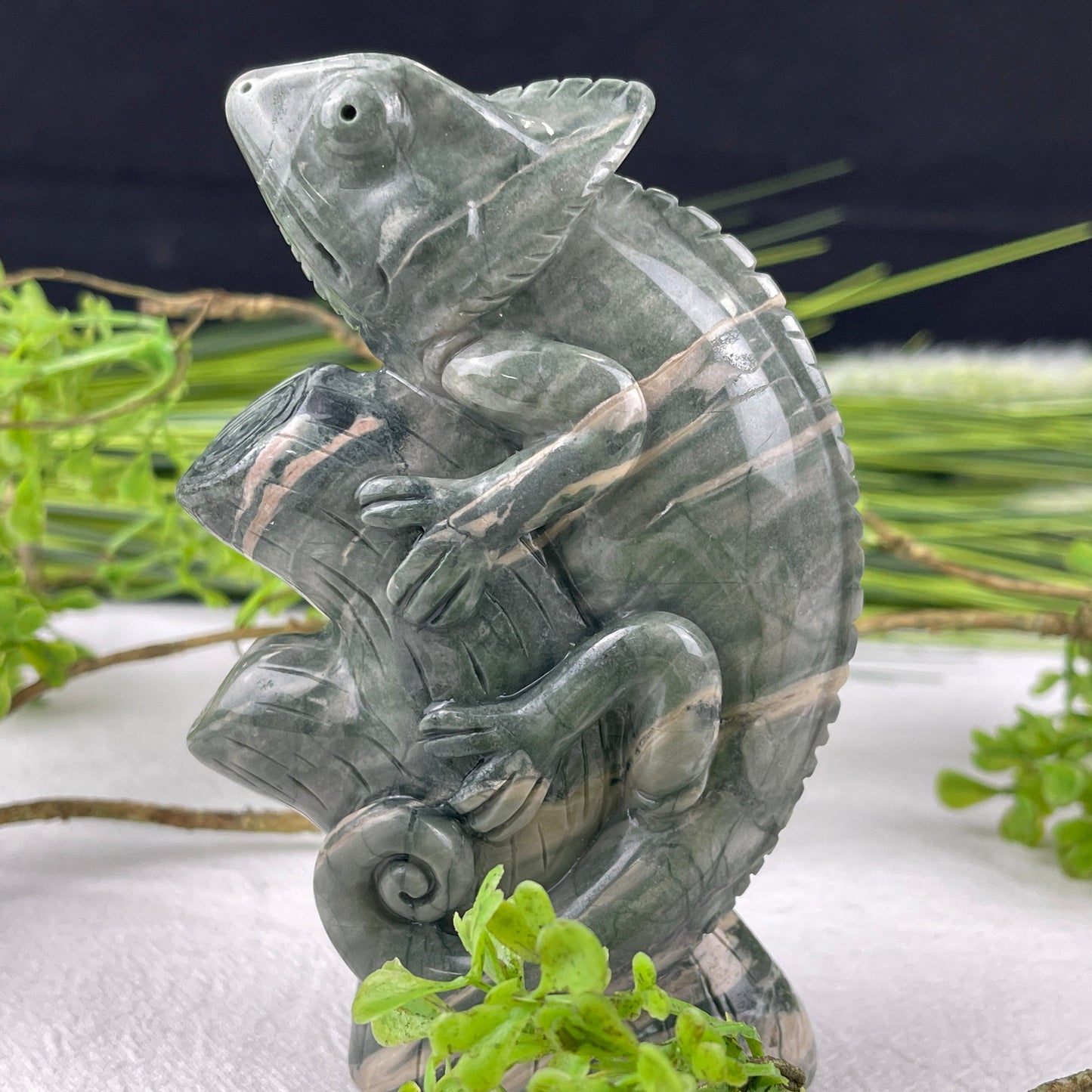 Nicedony 5‘’ Jiulong Jade Hand Carved Lizard Statue Decoration - View 6