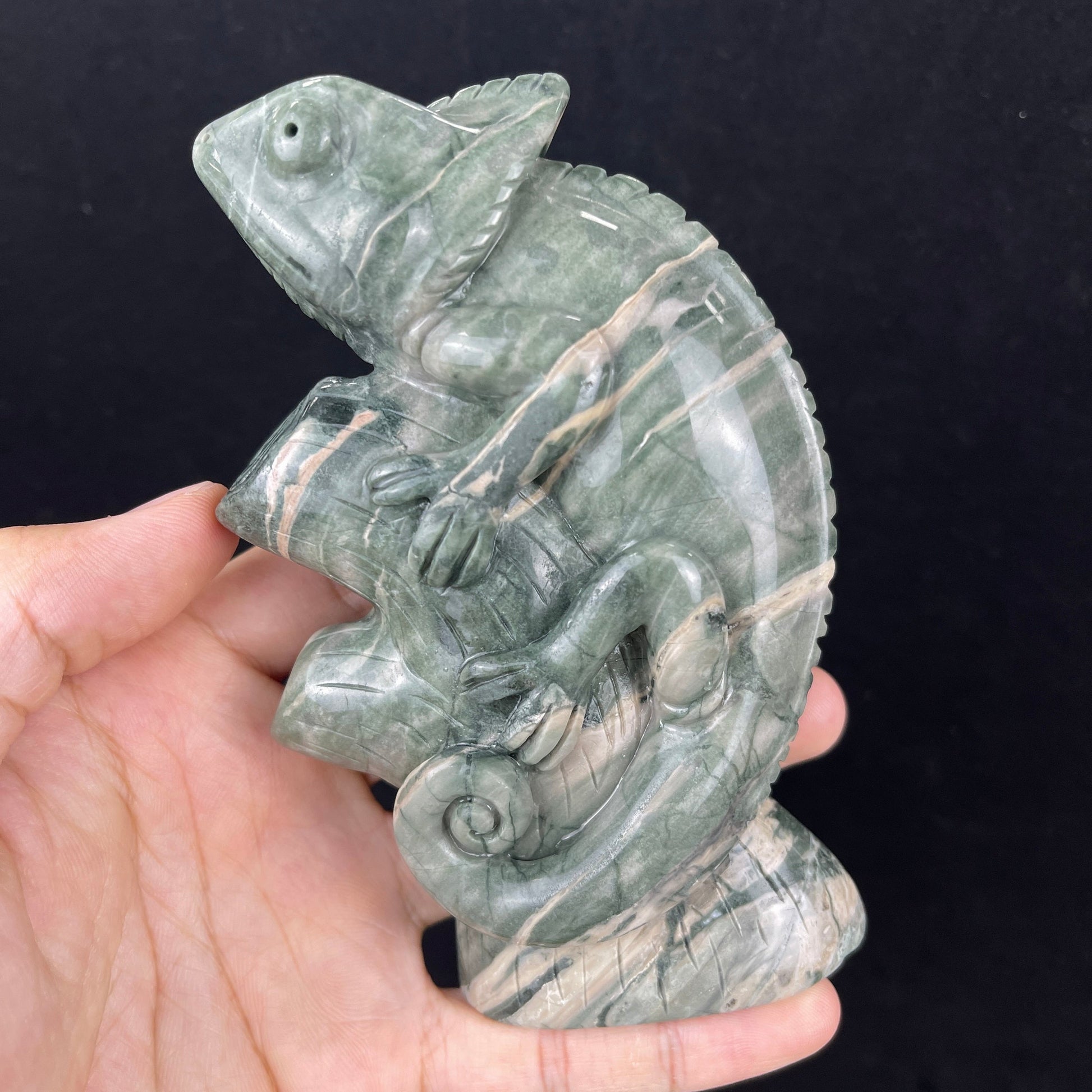 Nicedony 5‘’ Jiulong Jade Hand Carved Lizard Statue Decoration - View 12