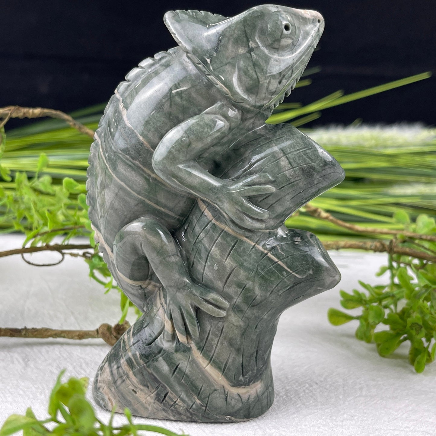 Nicedony 5‘’ Jiulong Jade Hand Carved Lizard Statue Decoration - View 10