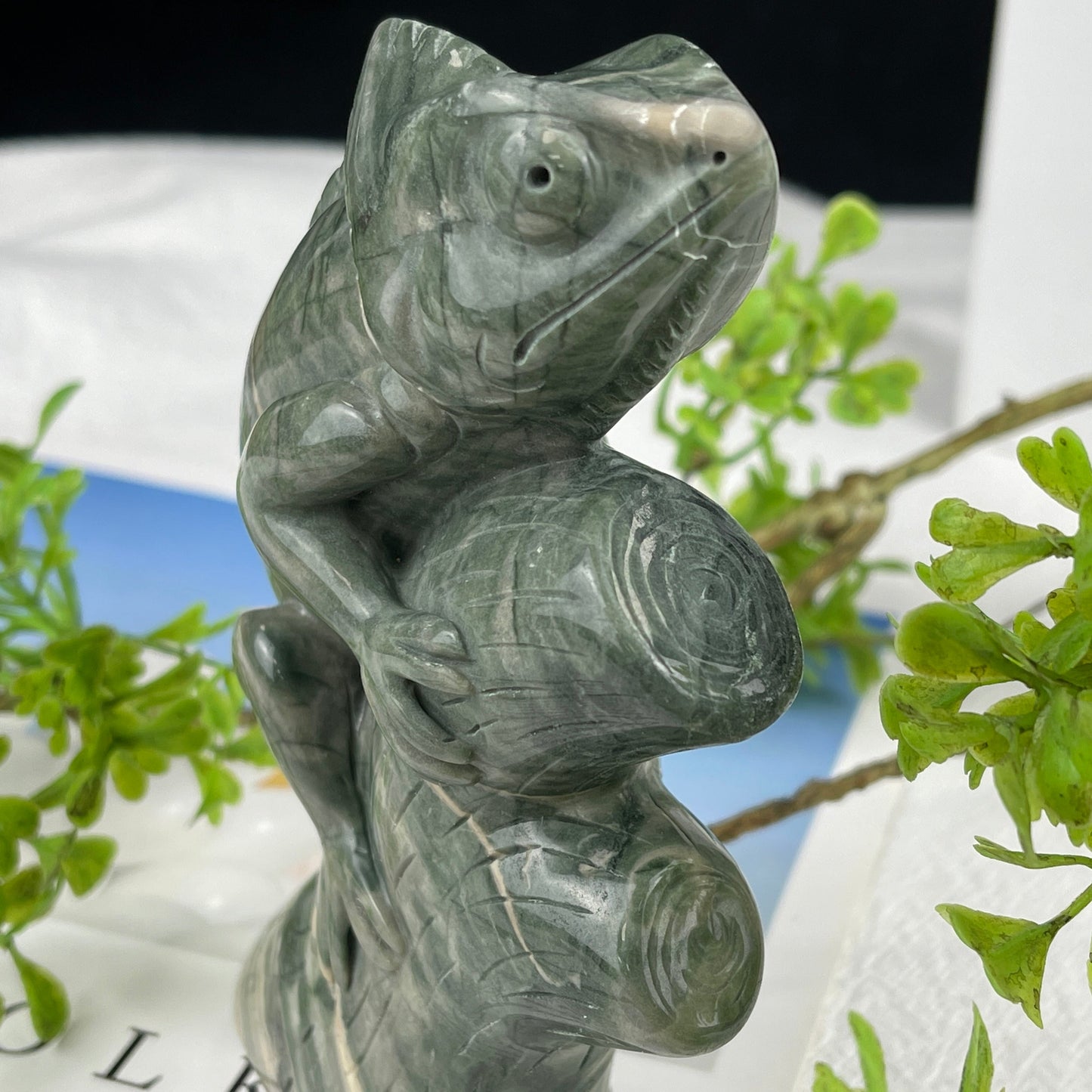 Nicedony 5‘’ Jiulong Jade Hand Carved Lizard Statue Decoration - View 21