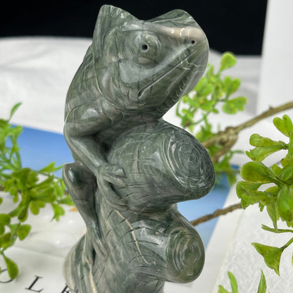 Nicedony 5‘’ Jiulong Jade Hand Carved Lizard Statue Decoration - View 21