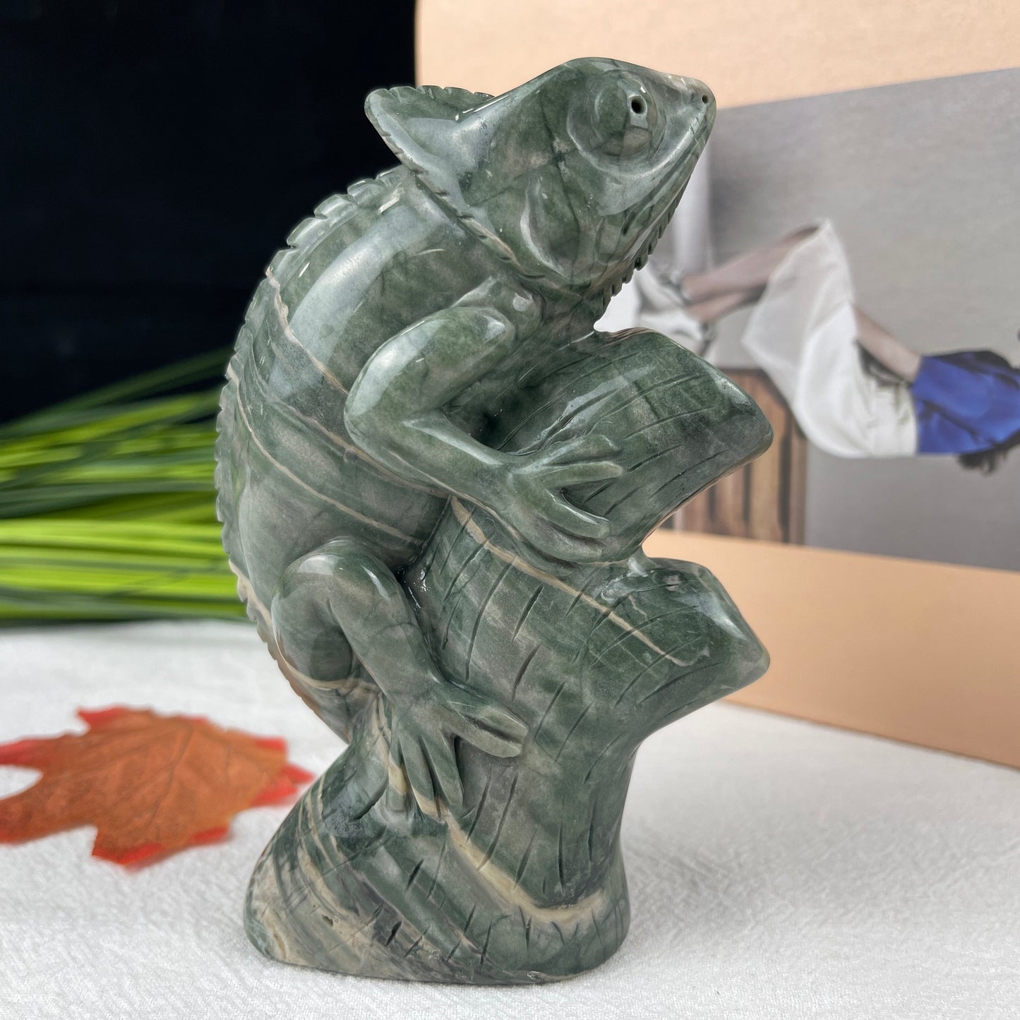 Nicedony 5‘’ Jiulong Jade Hand Carved Lizard Statue Decoration - View 15