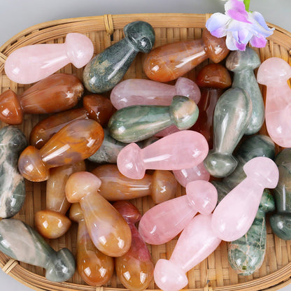 Nicedony 50mm Gemstone Hand Carved Crystal Mushroom Guasha Stick - View 4