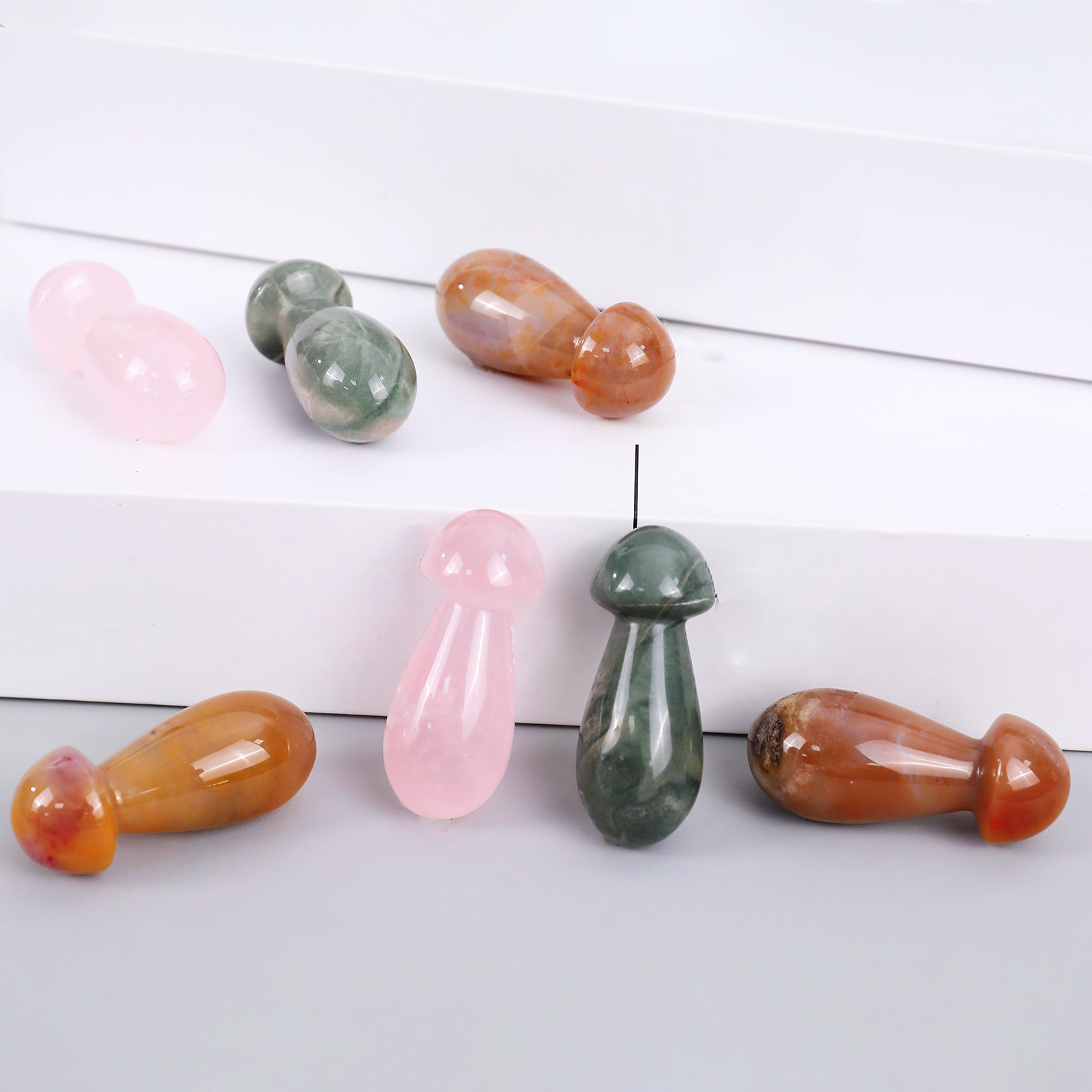 Nicedony 50mm Gemstone Hand Carved Crystal Mushroom Guasha Stick - View 5