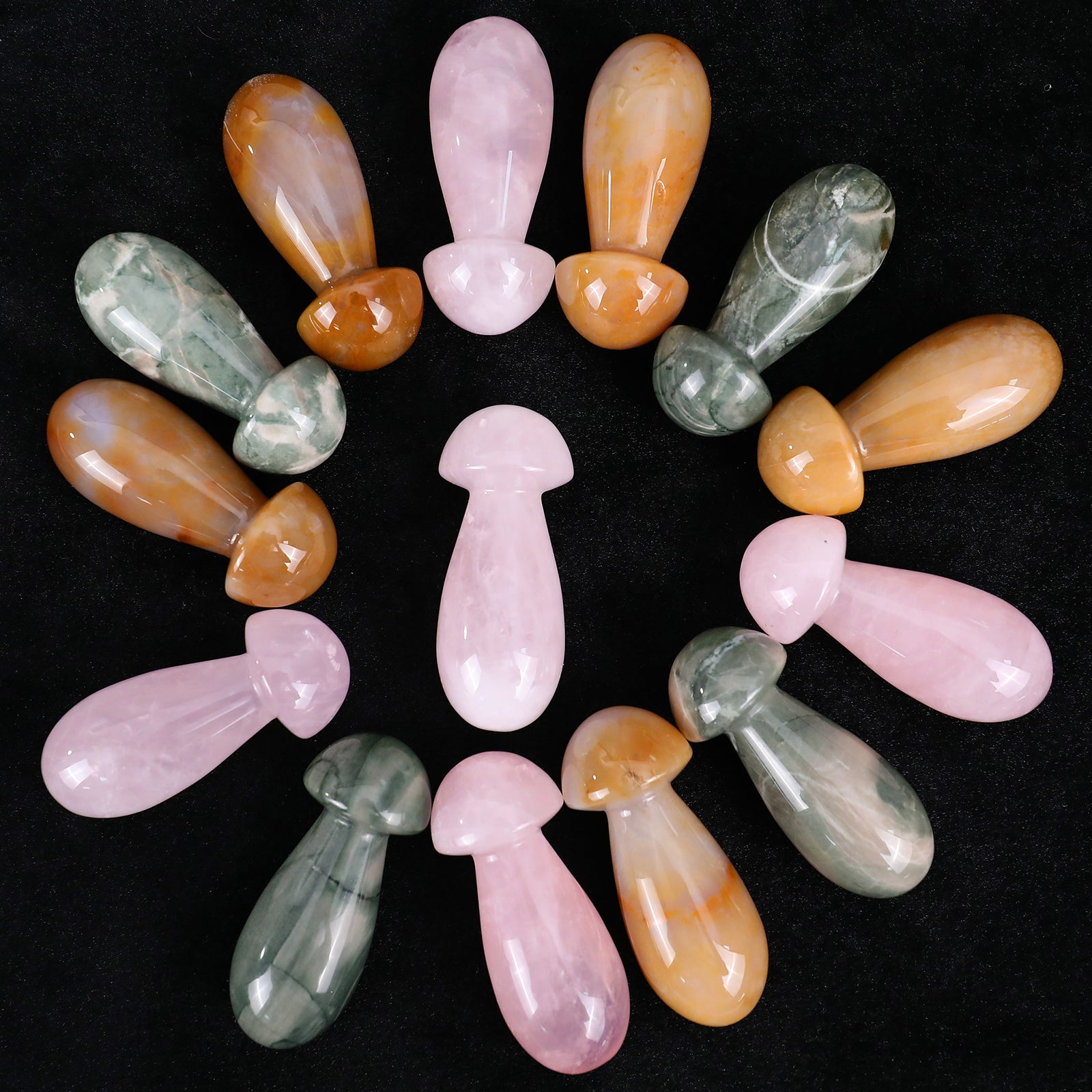 Nicedony 68mm Gemstone Hand Carved Crystal Mushroom Guasha Stick - View 4