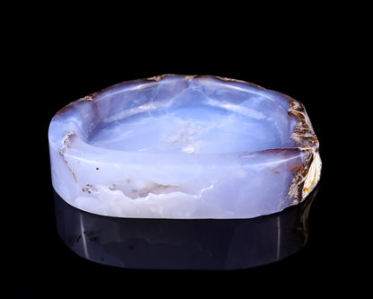 Nicedony 6.0" Blue Chalcedony Hand Carved Crystal Ashtray Fruit Tray