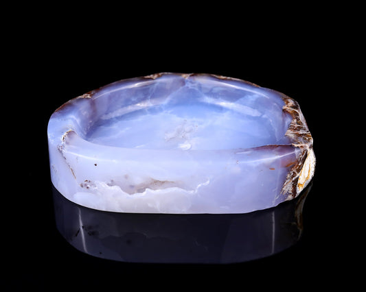 Nicedony 6.0" Blue Chalcedony Hand Carved Crystal Ashtray Fruit Tray
