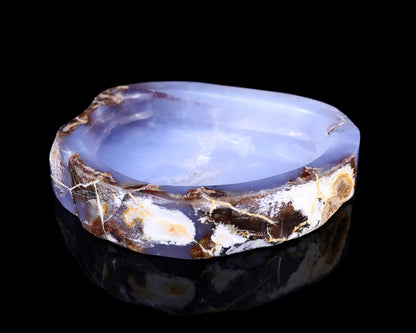 Nicedony 6.0" Blue Chalcedony Hand Carved Crystal Ashtray Fruit Tray - View 4
