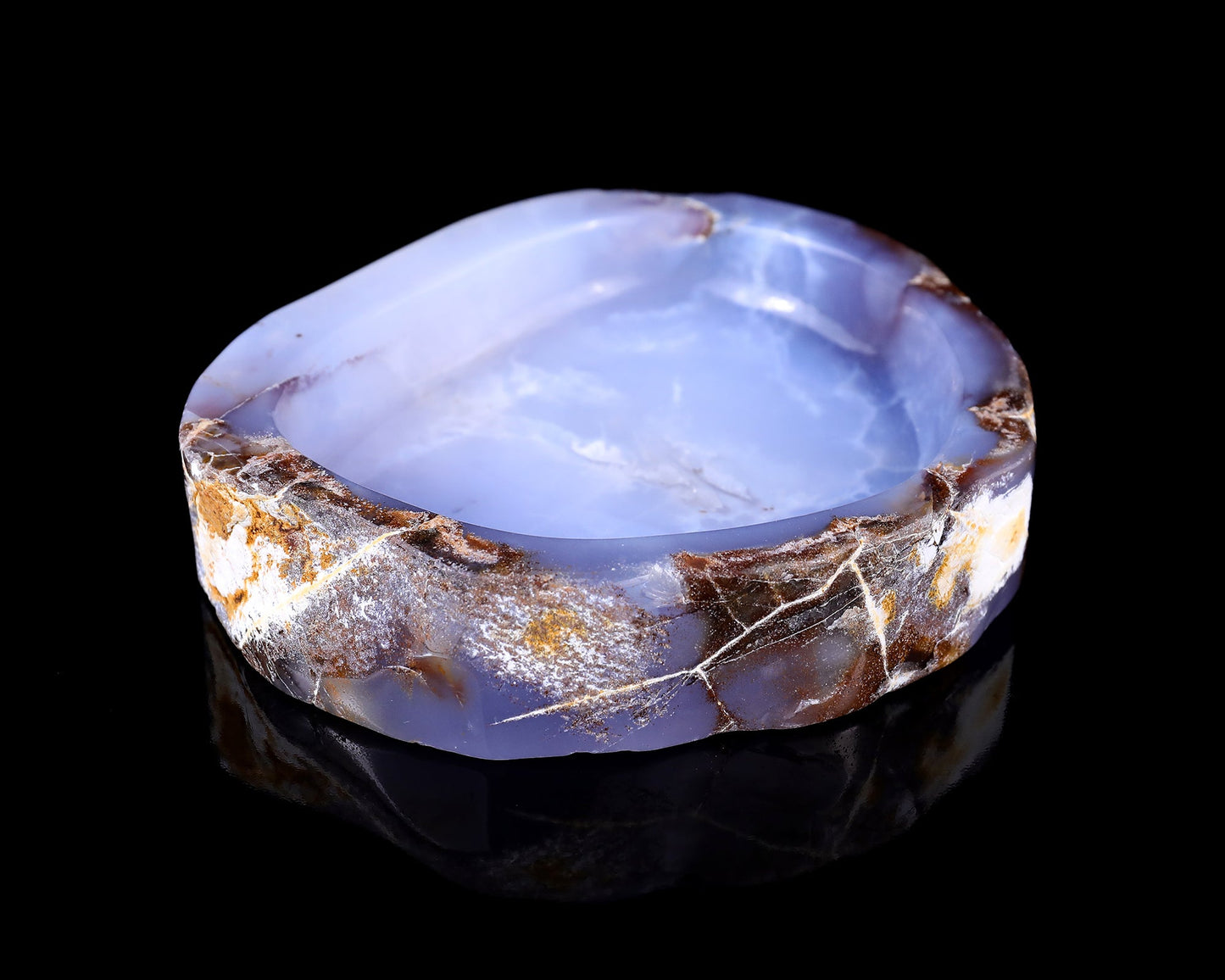 Nicedony 6.0" Blue Chalcedony Hand Carved Crystal Ashtray Fruit Tray - View 3