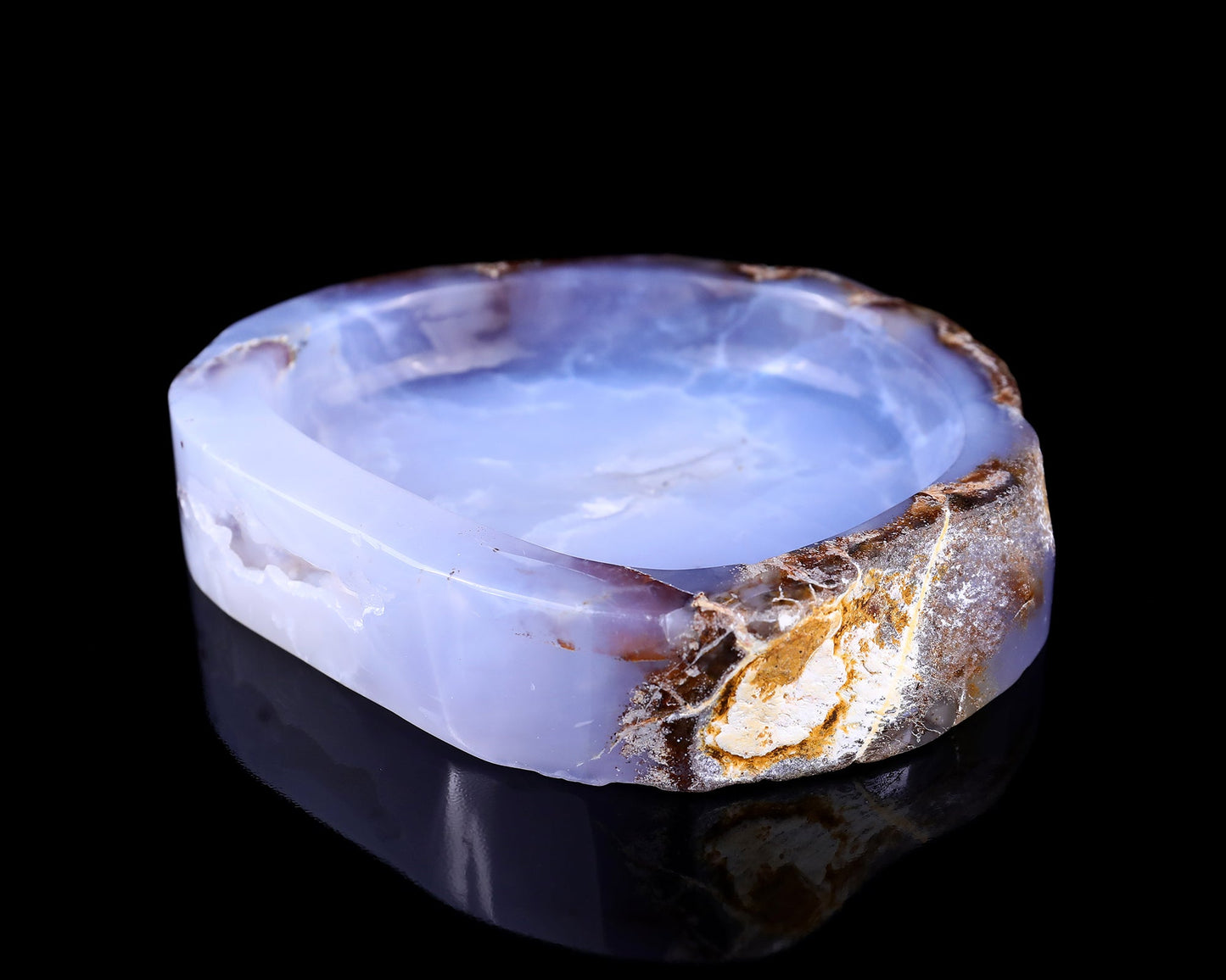 Nicedony 6.0" Blue Chalcedony Hand Carved Crystal Ashtray Fruit Tray - View 2