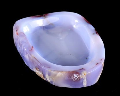 Nicedony 6.0" Blue Chalcedony Hand Carved Jewelry Tray Fruit Tray - #3100390
