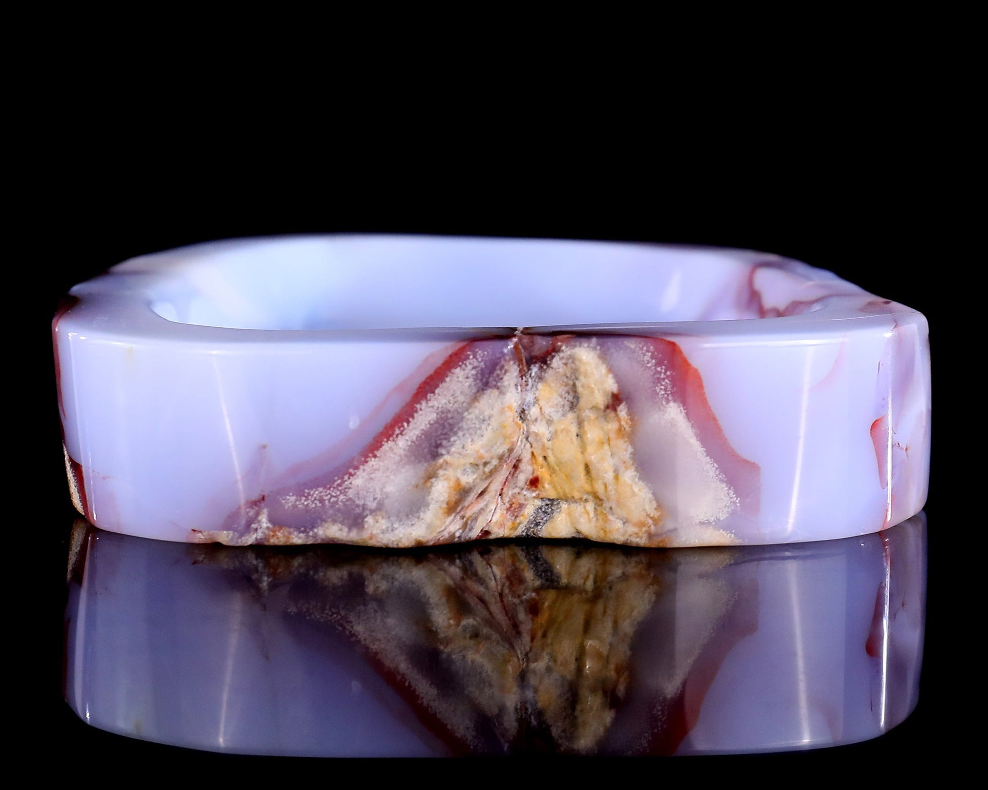 Nicedony 6.0" Blue Chalcedony Hand Carved Jewelry Tray Fruit Tray - View 8