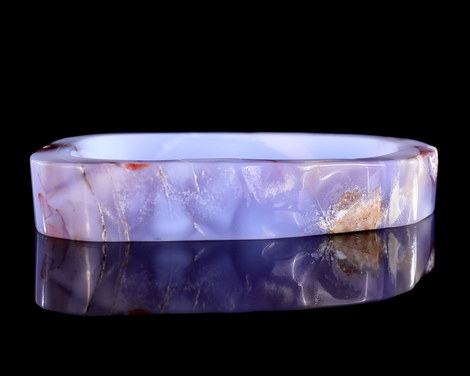 Nicedony 6.0" Blue Chalcedony Hand Carved Jewelry Tray Fruit Tray - View 9