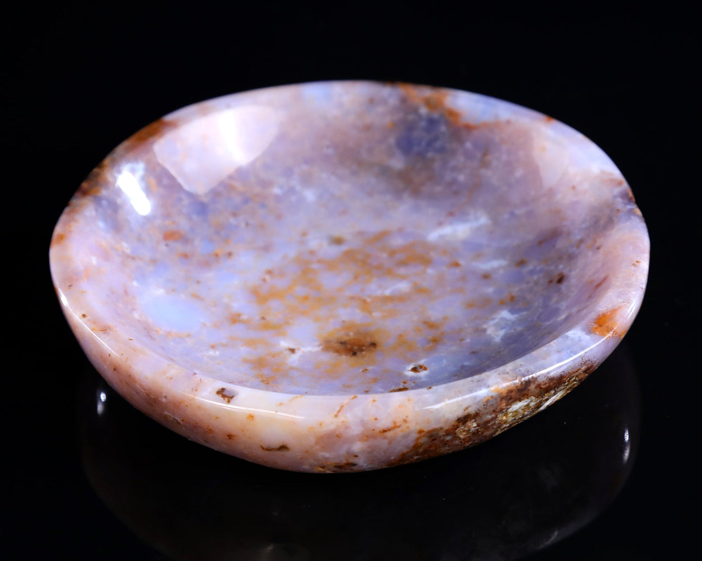 Nicedony 6.0" Blue Chalcedony Hand Carved Jewelry Tray Fruit Tray - View 12