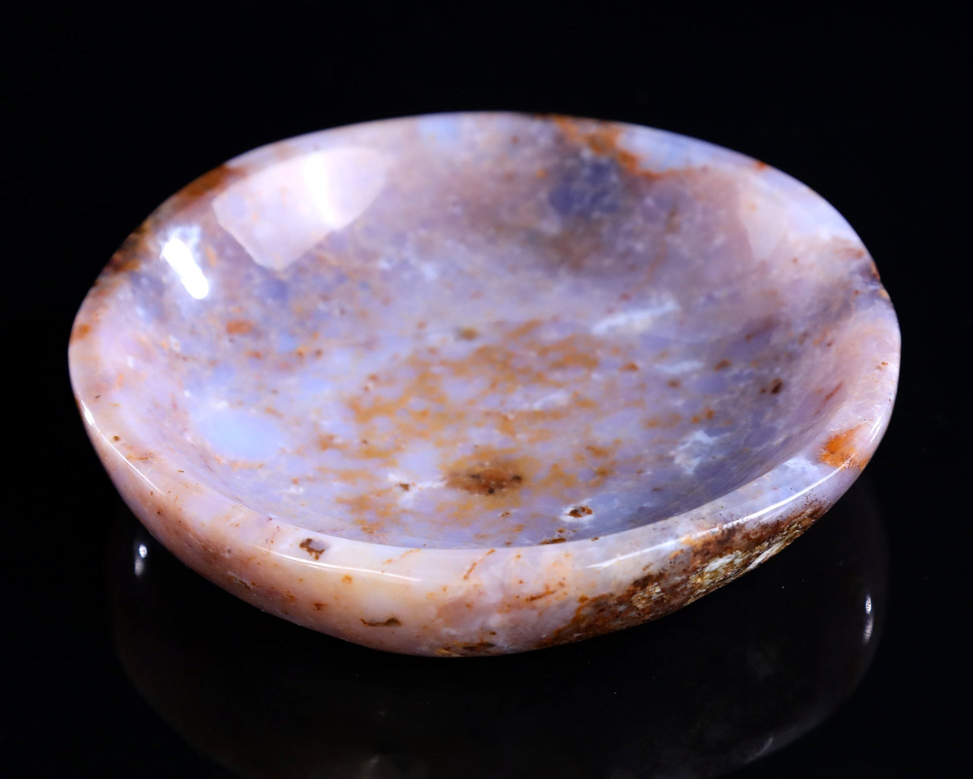 Nicedony 6.0" Blue Chalcedony Hand Carved Jewelry Tray Fruit Tray - View 12