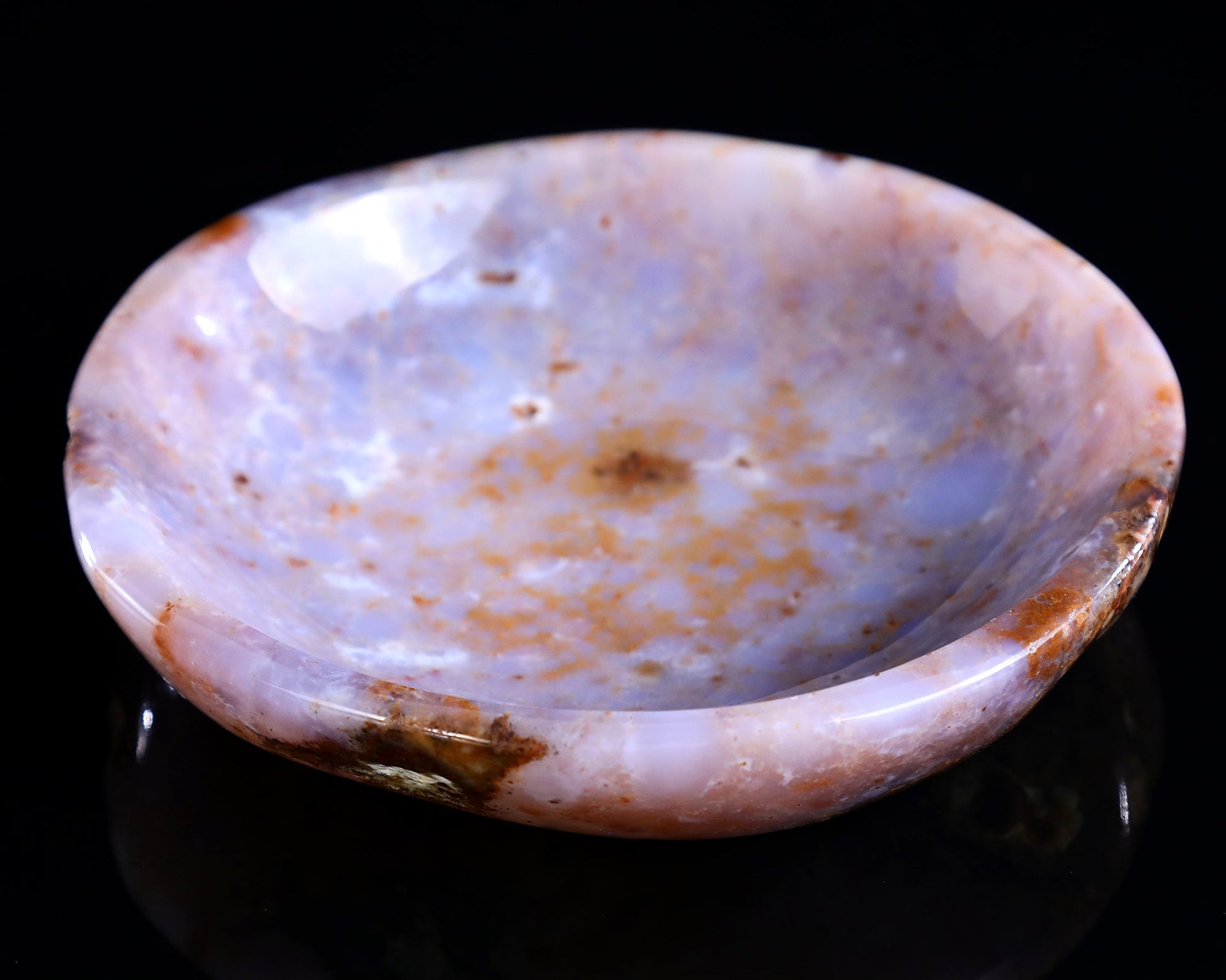 Nicedony 6.0" Blue Chalcedony Hand Carved Jewelry Tray Fruit Tray - View 14