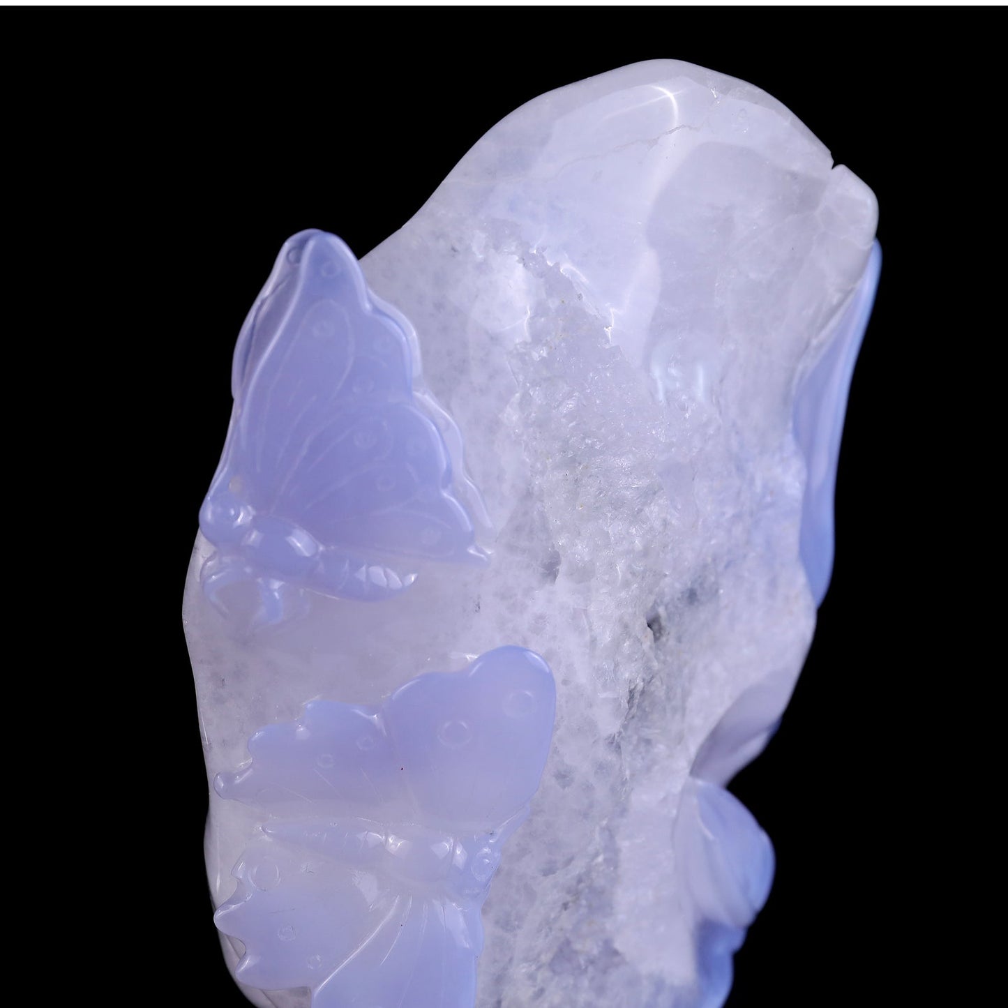 Nicedony 6.0" Blue Crazy Lace Agate Hand Carved Lotus and Butterfly - View 9