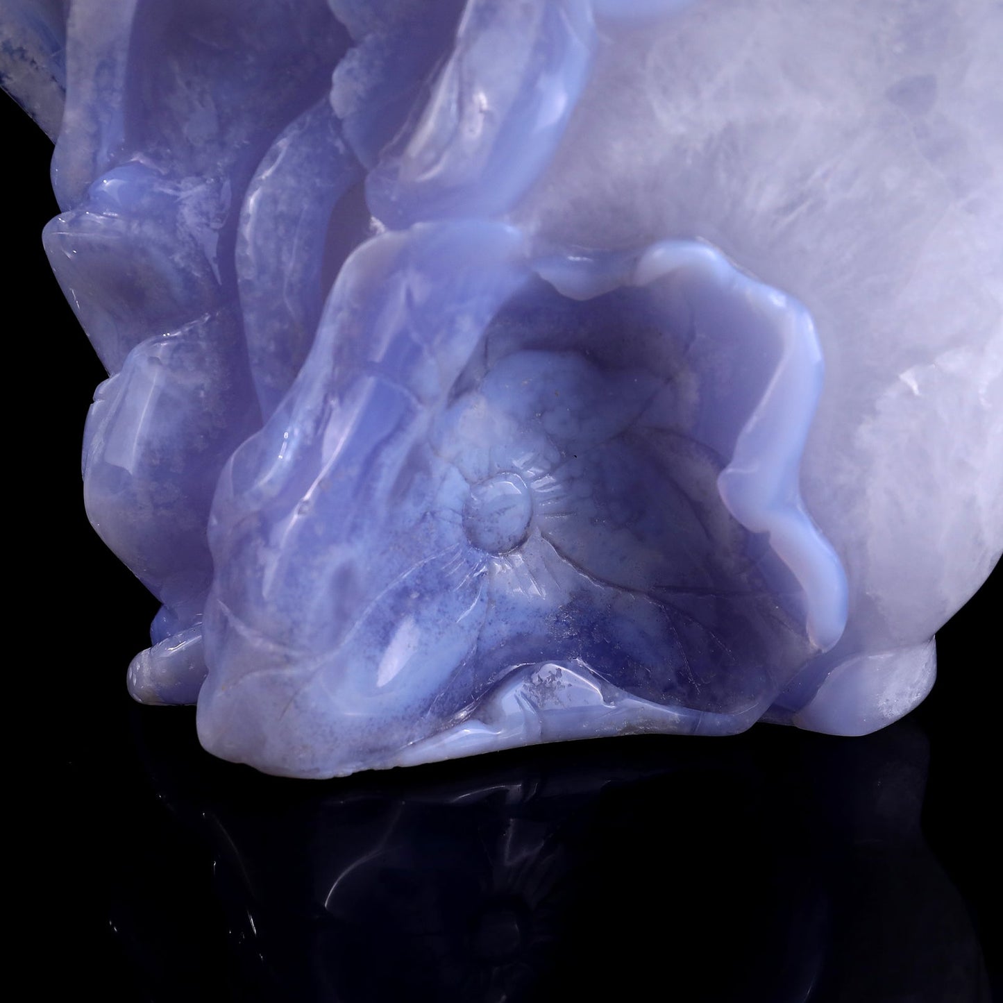 Nicedony 6.0" Blue Crazy Lace Agate Hand Carved Lotus and Butterfly - View 5