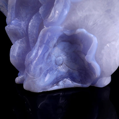 Nicedony 6.0" Blue Crazy Lace Agate Hand Carved Lotus and Butterfly - View 5