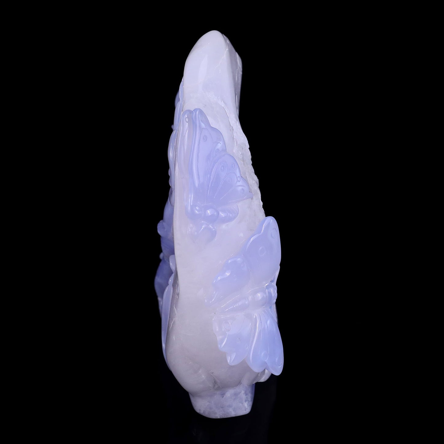 Nicedony 6.0" Blue Crazy Lace Agate Hand Carved Lotus and Butterfly - View 6