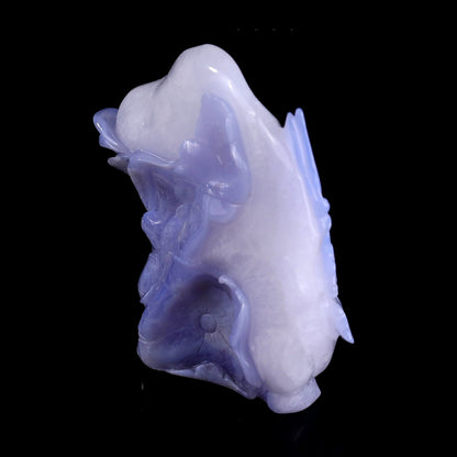 Nicedony 6.0" Blue Crazy Lace Agate Hand Carved Lotus and Butterfly - View 3