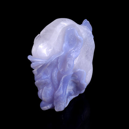 Nicedony 6.0" Blue Crazy Lace Agate Hand Carved Lotus and Butterfly - View 4