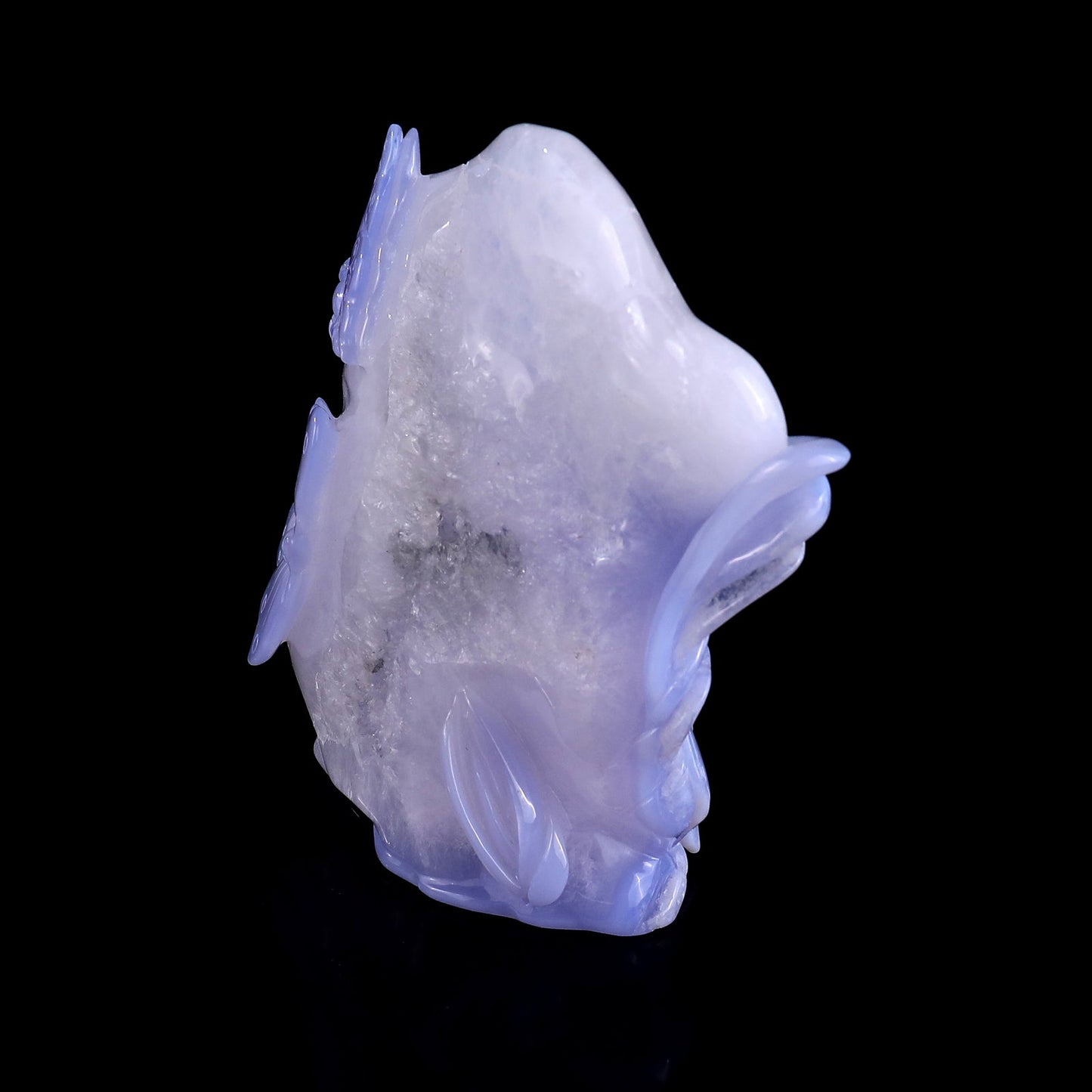 Nicedony 6.0" Blue Crazy Lace Agate Hand Carved Lotus and Butterfly - View 7