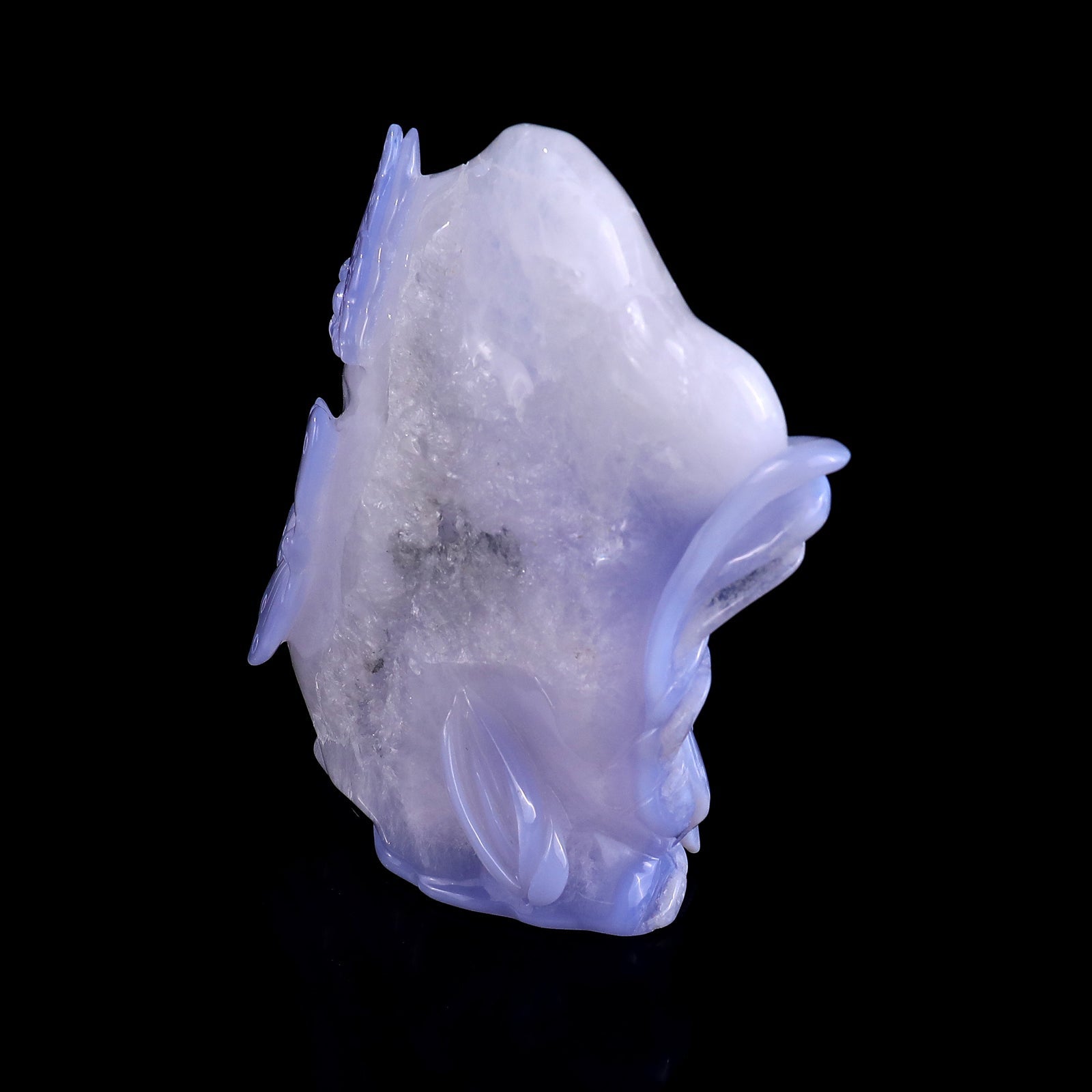 Nicedony 6.0" Blue Crazy Lace Agate Hand Carved Lotus and Butterfly - View 7