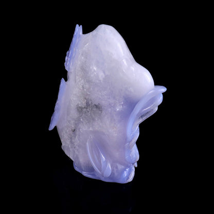 Nicedony 6.0" Blue Crazy Lace Agate Hand Carved Lotus and Butterfly - View 7