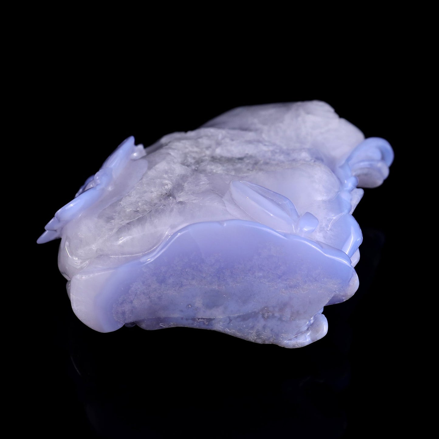 Nicedony 6.0" Blue Crazy Lace Agate Hand Carved Lotus and Butterfly - View 8