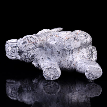 Nicedony 6.0" Map Jasper Hand Carved Crystal Elephant Sculpture - View 2