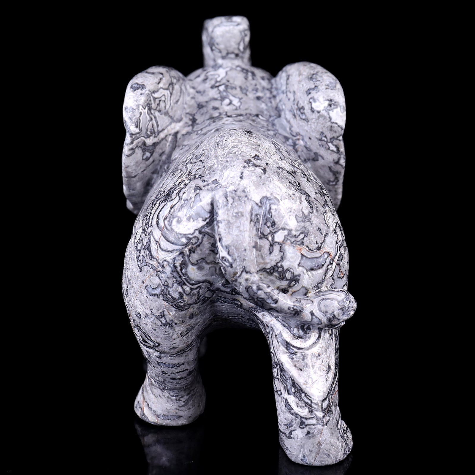 Nicedony 6.0" Map Jasper Hand Carved Crystal Elephant Sculpture - View 3