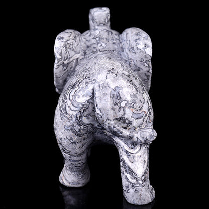 Nicedony 6.0" Map Jasper Hand Carved Crystal Elephant Sculpture - View 3
