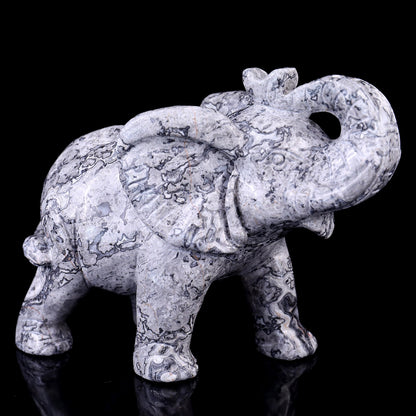 Nicedony 6.0" Map Jasper Hand Carved Crystal Elephant Sculpture - View 7