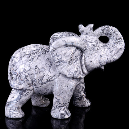 Nicedony 6.0" Map Jasper Hand Carved Crystal Elephant Sculpture - View 5