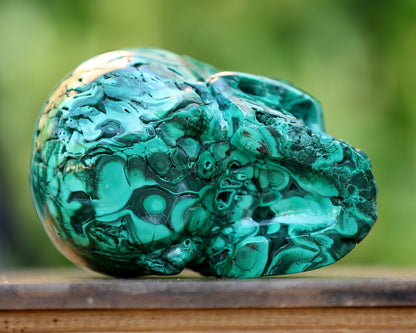 Nicedony 6.0" Malachite Hand Carved Crystal Realistic Skull Sculpture - View 9