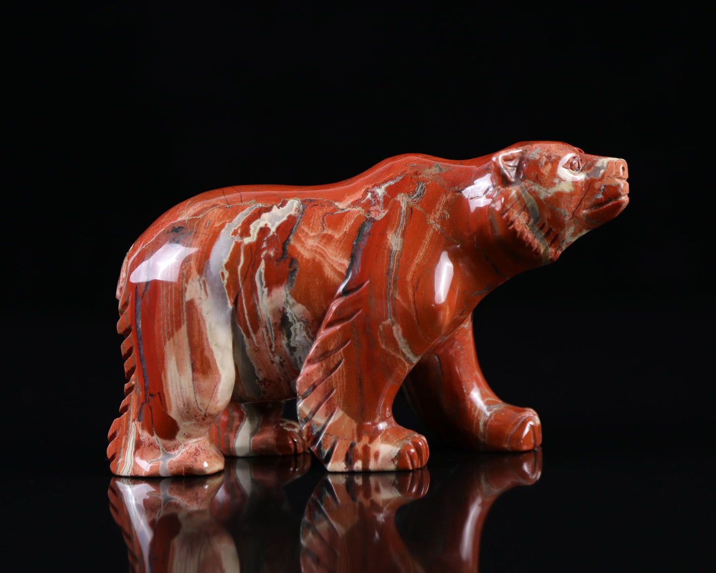 Nicedony 6.0" Red Jasper Hand Carved Crystal Polar Bear Sculpture