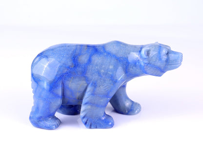 Nicedony 6.1" Blue Aventurine Hand Carved Polar Bear Sculpture - View 3